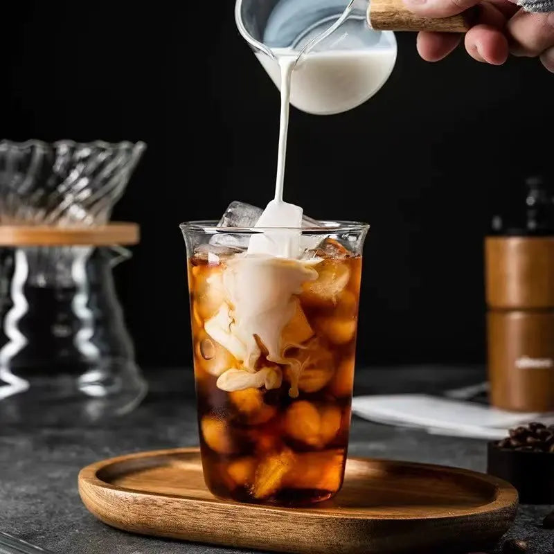 Wide-Mouth Borosilicate Glass Cup | Iced Coffee & Cold Drinks Glass Coffee Cup Peaceful Pleasures Health and Wellness