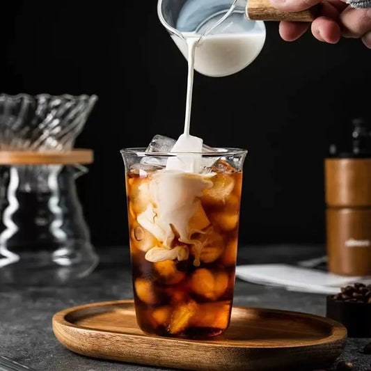 Minimalist Wide-Mouth Borosilicate Glass Iced Coffee Cup Glass Drink Cup Peaceful Pleasures Health and Wellness