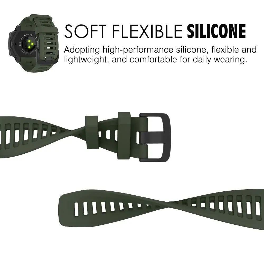 22mm Silicone Watch Band for Garmin Instinct – Sport Strap