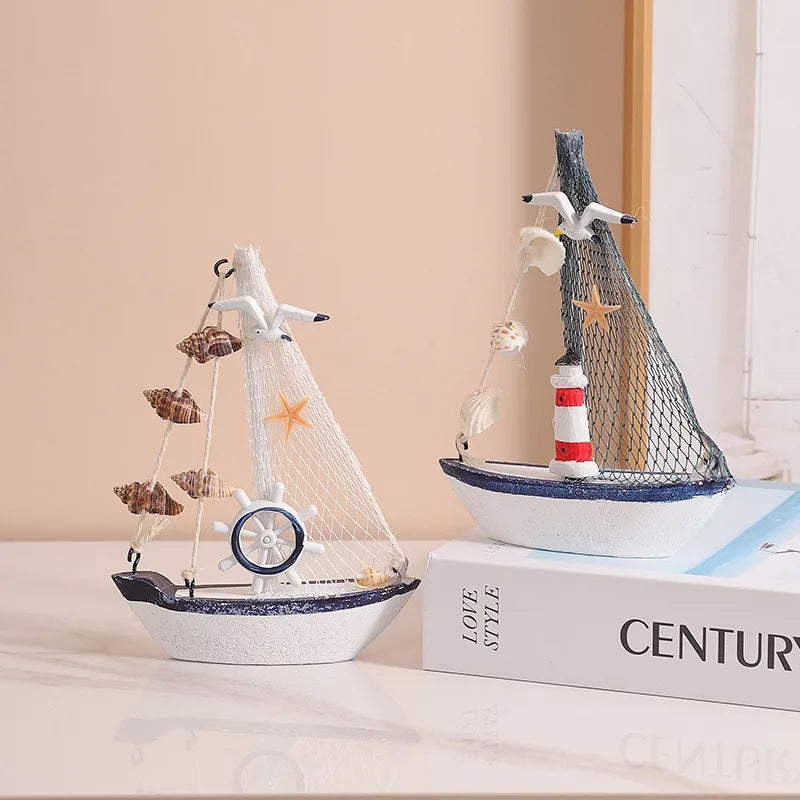 Sailboat Craft Ornament Online Store Photography Prop Cake Decoration Creative Home Mini Sailboat Figurine Desk Decoration decor Peaceful Pleasures Health and Wellness
