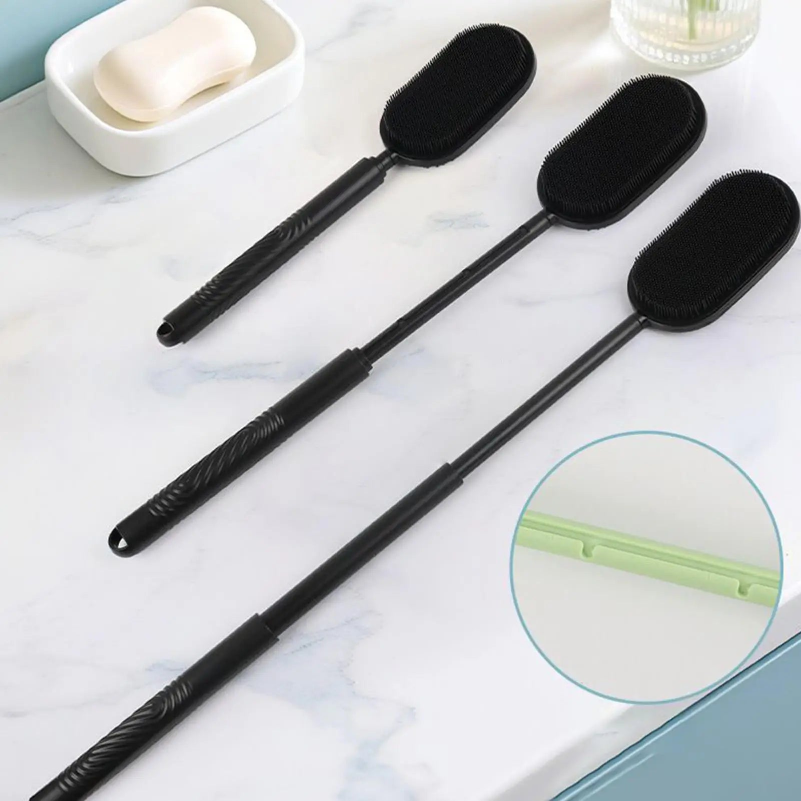 Telescopic Long Handle Back Scrubber, Soft Silicone Bath Brush For Shower Body Washing, Skin Care For Women Elderly, Home Travel Peaceful Pleasures Health and Wellness