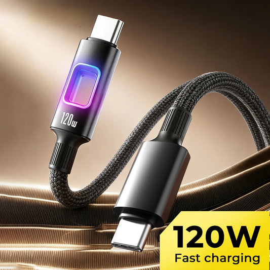 RGB 120W USB-C Fast Charging Cable – MacBook iPhone Samsung USB-C Charging Cable Peaceful Pleasures Health and Wellness