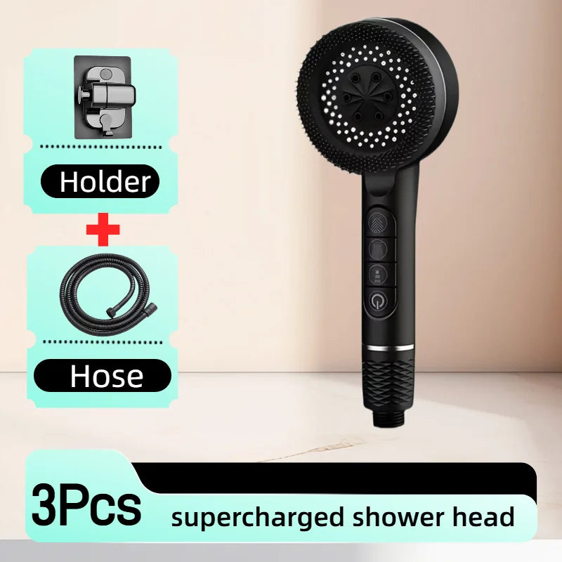 Gold Handheld Rain Shower Head Set – 4-Mode Water Saving