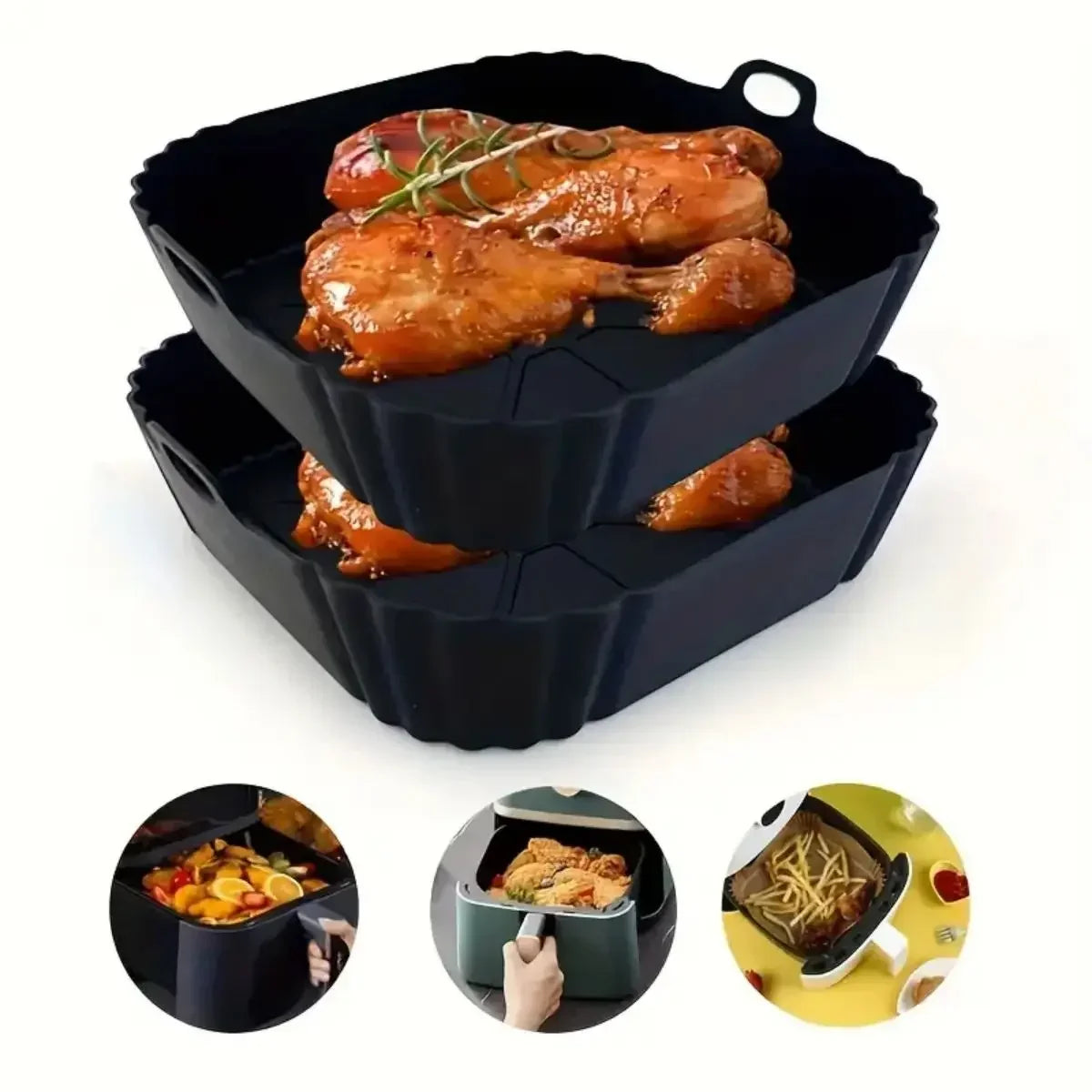 Reusable Silicone Air Fryer Liner – Non-Stick Foldable Baking Mat