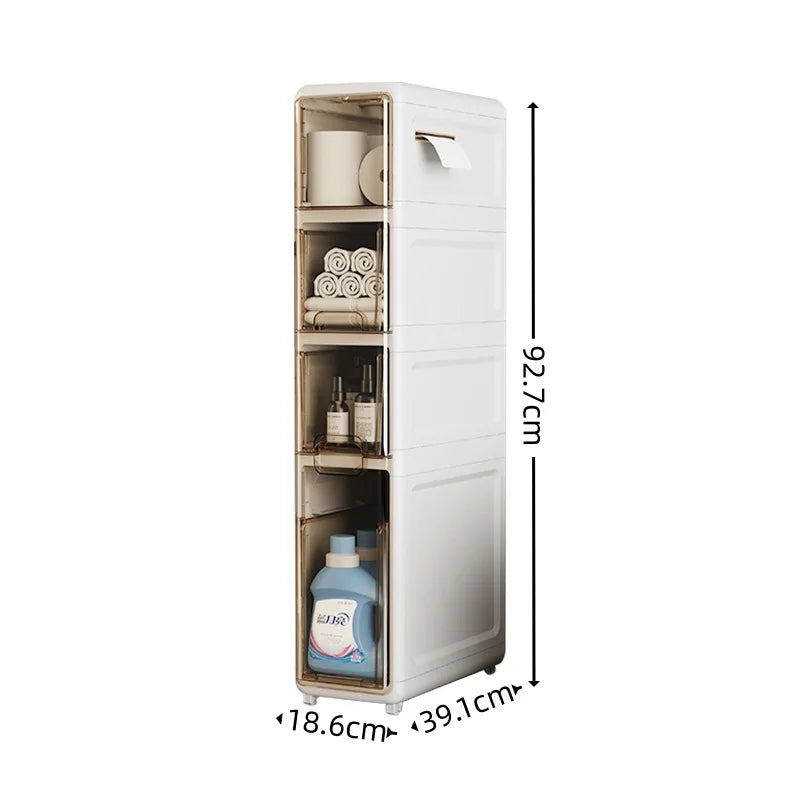 Narrow Gap Storage Cabinet with Sliding Drawers Waterproof Organizer for Bathroom & Kitchen, Multi-Layer Shelf for Tight Spaces Peaceful Pleasures Health and Wellness 4 Layer