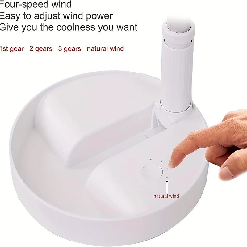 Outdoor Camping USB Charging Desk Fan Portable Rechargeable Fan 4 Speeds Silent Table Home Office Mini Fans Adjustment Height Peaceful Pleasures Health and Wellness