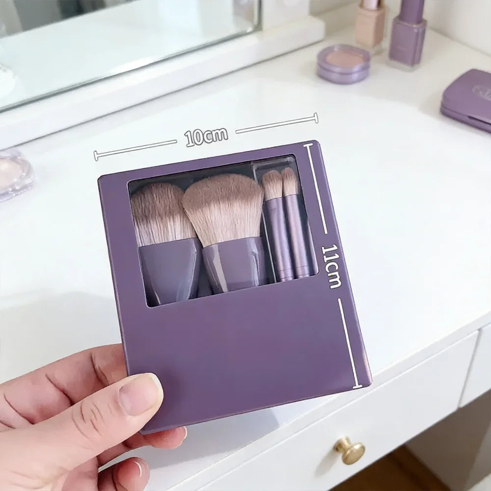 5Pcs Portable Makeup Brush Set With Mirror - Foldable Travel Kit ，Mini Makeup Brush Set Travel Makeup Brush Set Peaceful Pleasures Health and Wellness