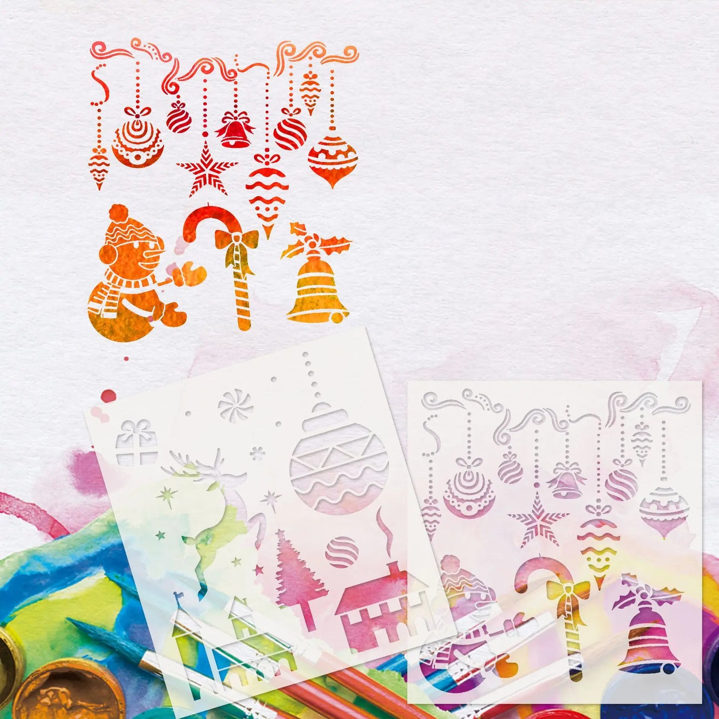 Bview Art Christmas Themed Painting Stencil Reusable PET Plastic Wall