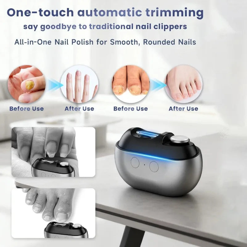Electric Nail Clipper Electric Nail Trimmer Polisher Portable Fingernail Cutter with Light File Nail Clip Storage Rechargeable Peaceful Pleasures Health and Wellness