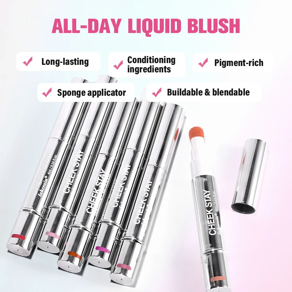 6 Colors Liquid Sponge Cheek Blusher Face Highlighter Long Lasting Natural Skin Tint Face Blush Sponge Wand For Cheek Makeup Peaceful Pleasures Health and Wellness