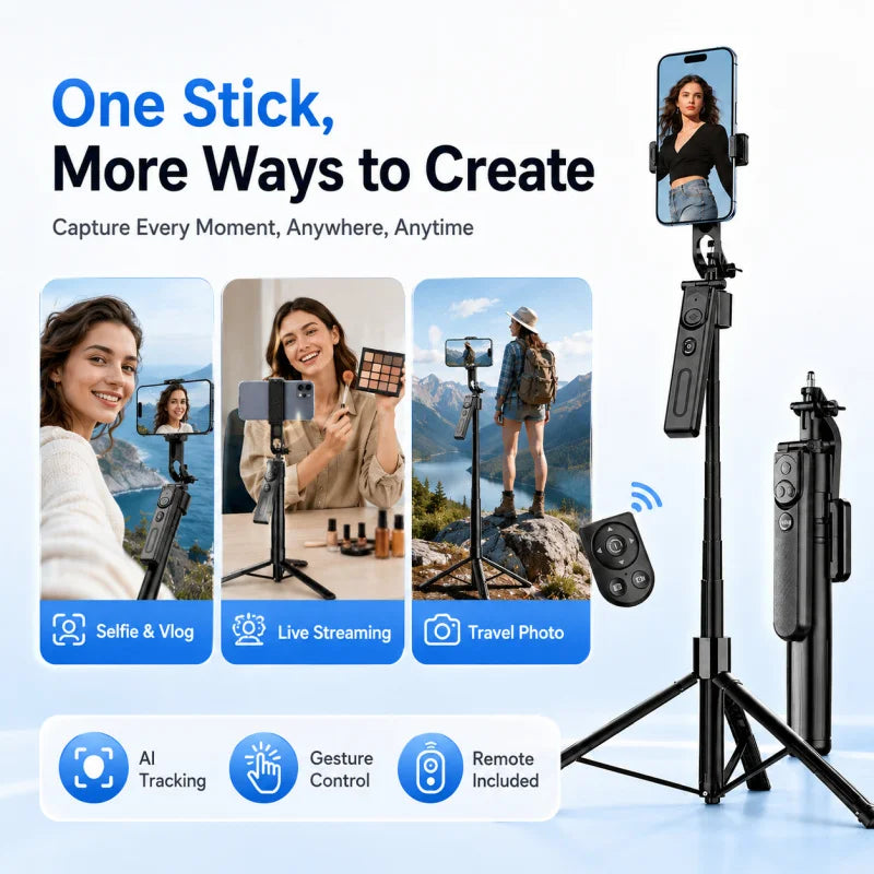 AI Face Tracking Gimbal Selfie Stick | 4-Axis Stabilizer Peaceful Pleasures Health and Wellness