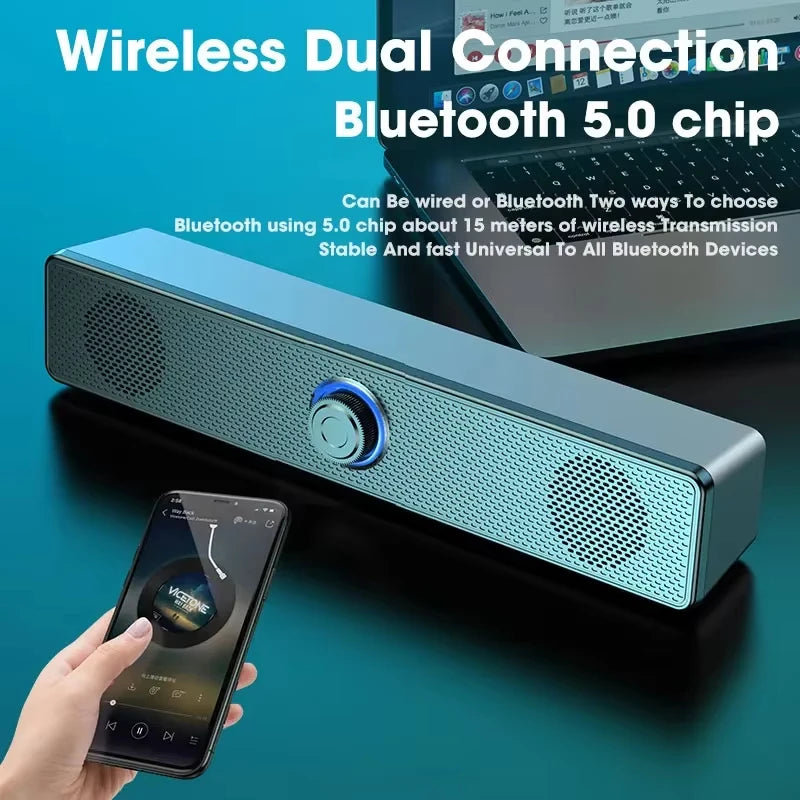 Bluetooth Speaker Bar 4D Stereo Sound Subwoofer For Macbook Laptop Notebook PC With Mic Music Player Loudspeaker Peaceful Pleasures Health and Wellness