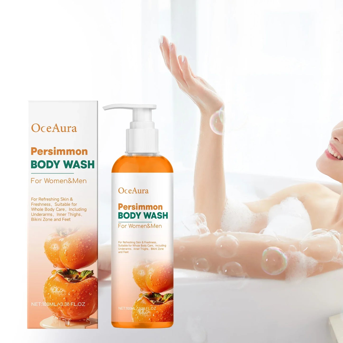 OceAura Persimmon Shower Gel – Odor Control & Brightening