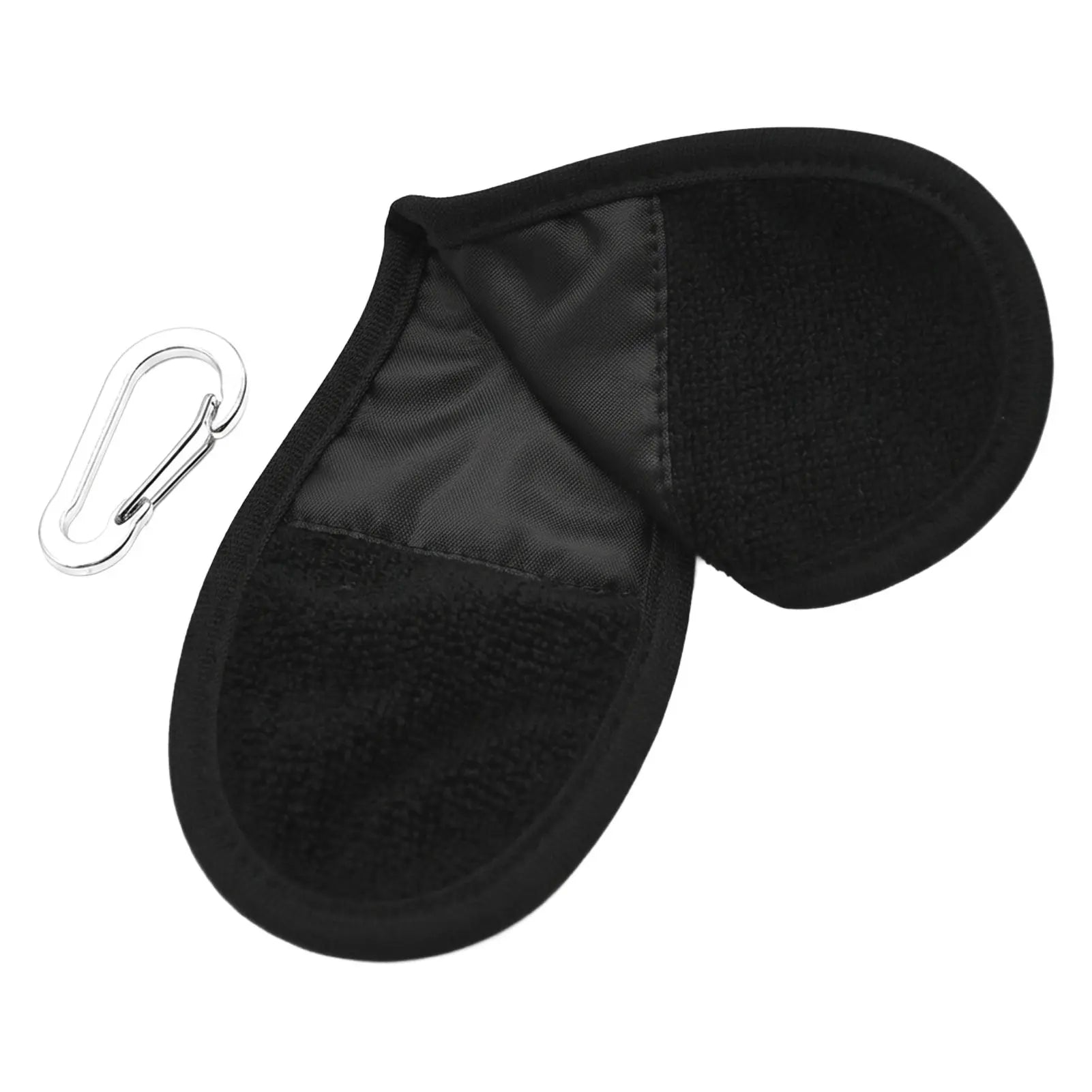 Golf Ball Cleaning Towel Portable Double Sided Design With Adjustable Hook For Waist Attachment Peaceful Pleasures Health and Wellness black