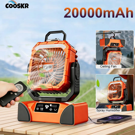 20000mAh Camping Fan Portable Outdoor Air Circulators Fan Wireless Tent Ceiling Fan 4 Speed Adjustment with Lighting Power Bank Peaceful Pleasures Health and Wellness