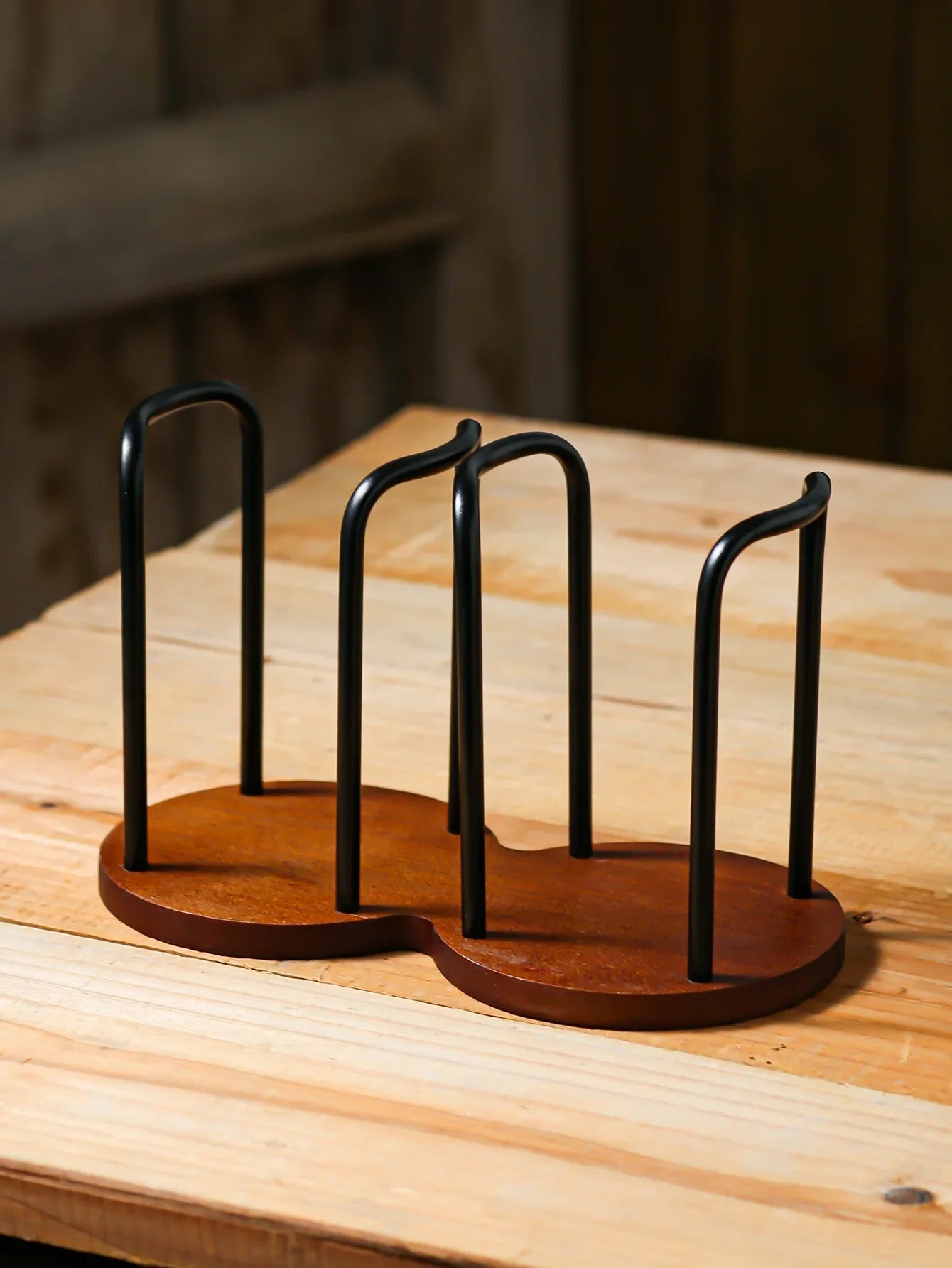 Bamboo & Aluminum Desktop Cup Holder for Coffee & Tea