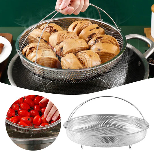 Stainless Steel Steaming Tray & Drain Basket with Handles Steaming Rack Basket Oasis Select