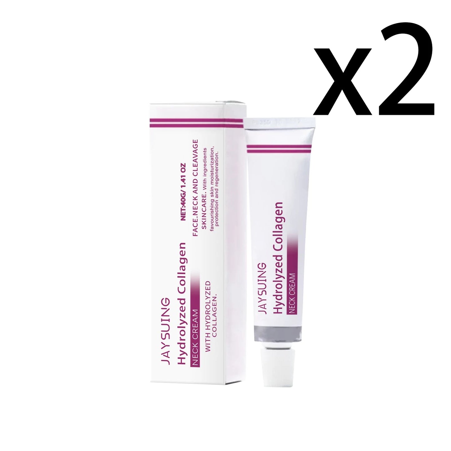 Hydrolyzed Collagen Neck Cream Firming Delaying Aging Increase Skin Elasticity Reduce Fine Lines Moisturizing Neck Care Lotion Peaceful Pleasures Health and Wellness 2x40g 1 40g