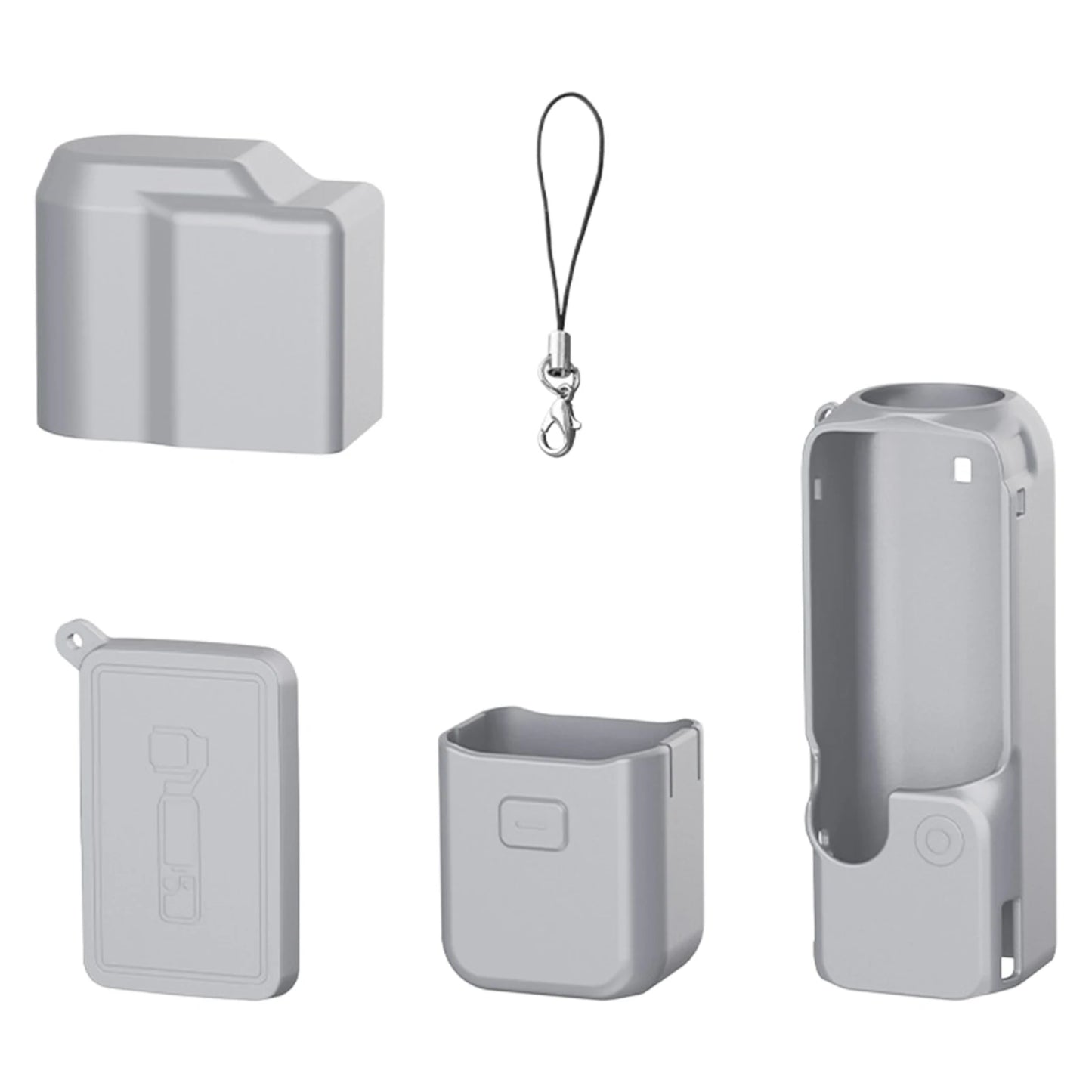 Thick Soft Silicone Case with Lanyard Soft Silicone Cover Shockproof Protective Shell for DJI Osmo Pocket 4 Gimbal Camera Peaceful Pleasures Health and Wellness Grey