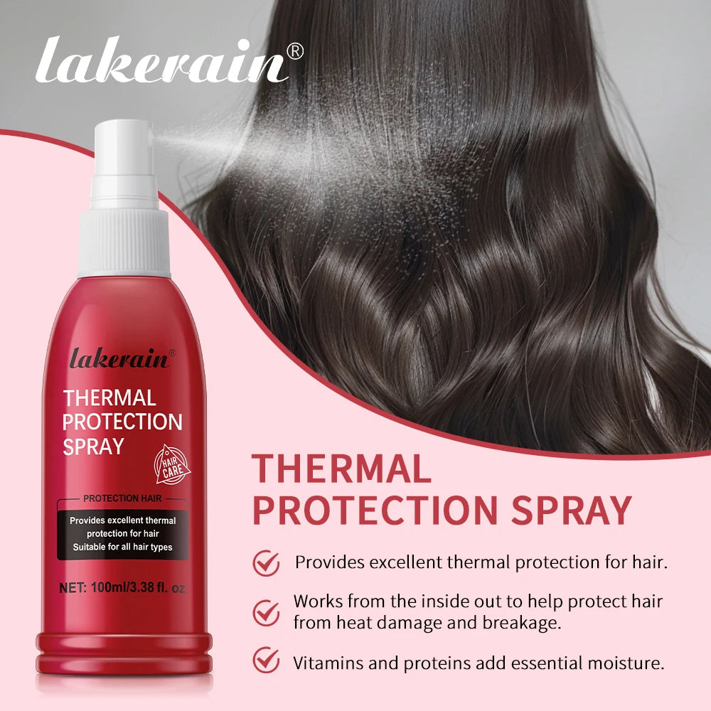Lakerain Thermal Protection Spray Easy to Absorb Nozzle Design Moisturizing and Repairing Excellent Thermal Protection for Hair Peaceful Pleasures Health and Wellness