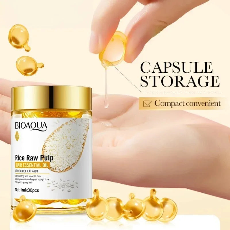 SADOER Rice Puree Hair Oil Capsules – 30 Capsules | Frizz Control