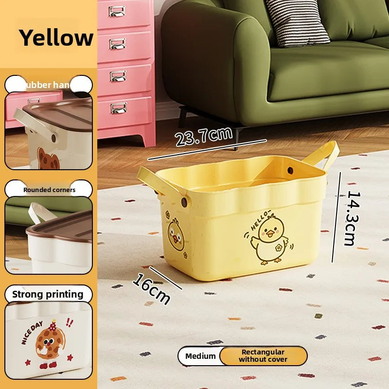 Cartoon Pattern Lidded Storage Box Toys Snacks Dustproof Desktop