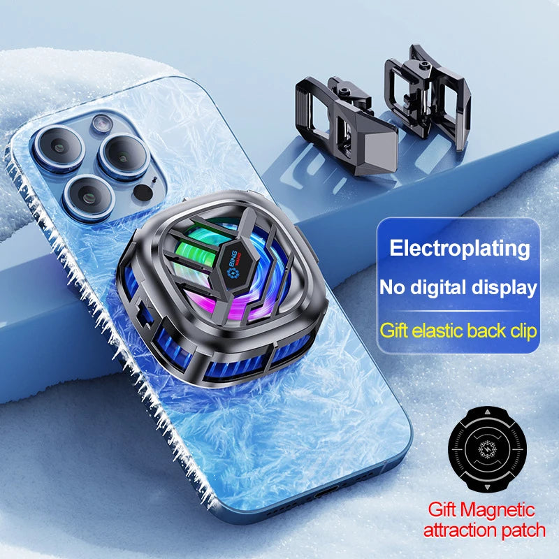Fan Cooler For Phone Semiconductor Cooling Fan For Mobile Cooler Phone Gaming Portable Cooler Mobile Phone Cooler Fan Phone Clip Peaceful Pleasures Health and Wellness Electroplating