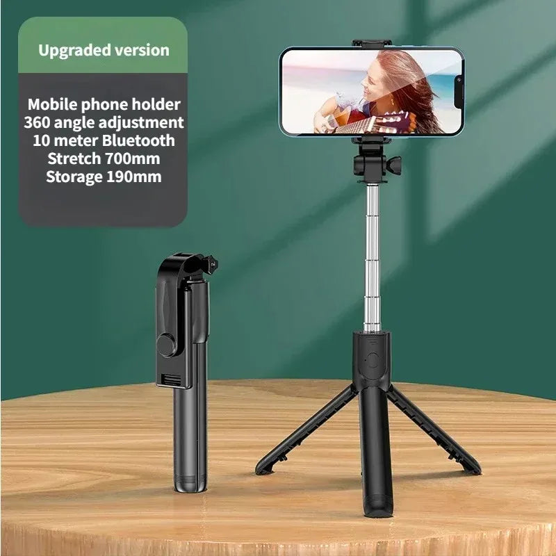 Extendable Selfie Stick Tripod with Fill Light 360° Adjustable Phone Holder Handheld Live Streaming Stand for iOS Android Phones Peaceful Pleasures Health and Wellness black