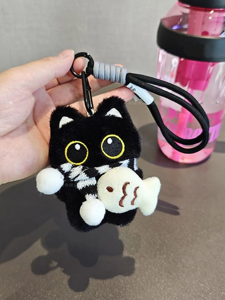 Dark Shadow Cat Plush Keychain | Soft Velvet Fur Key Ring Plush Keychain Peaceful Pleasures Health and Wellness