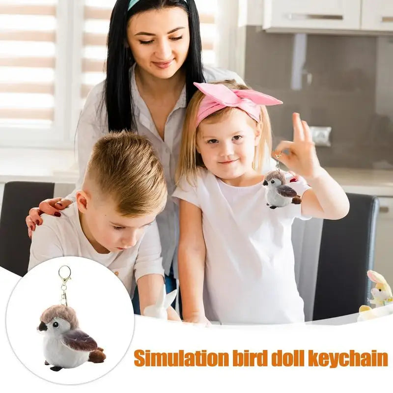 Bird Plush Keychain Decorative Realistic Sparrow Pendant Cute Bag Charm Portable Wallet Accessories for School Bag Tote Peaceful Pleasures Health and Wellness