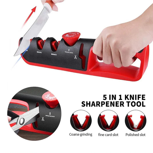 5-in-1 Knife & Scissor Sharpener | Adjustable Angle Whetstone Knife Sharpener Peaceful Pleasures Health and Wellness