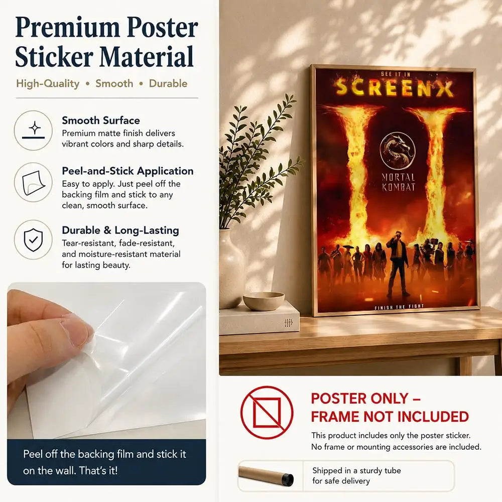 Mortal Kombat Movie Poster – HD Self-Adhesive Waterproof Wall Art Wall Art Poster Peaceful Pleasures Health and Wellness