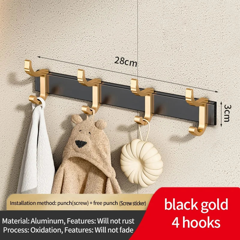 No-Drill Adjustable Door Hooks – 6-Pack Aluminum Bathroom Hooks
