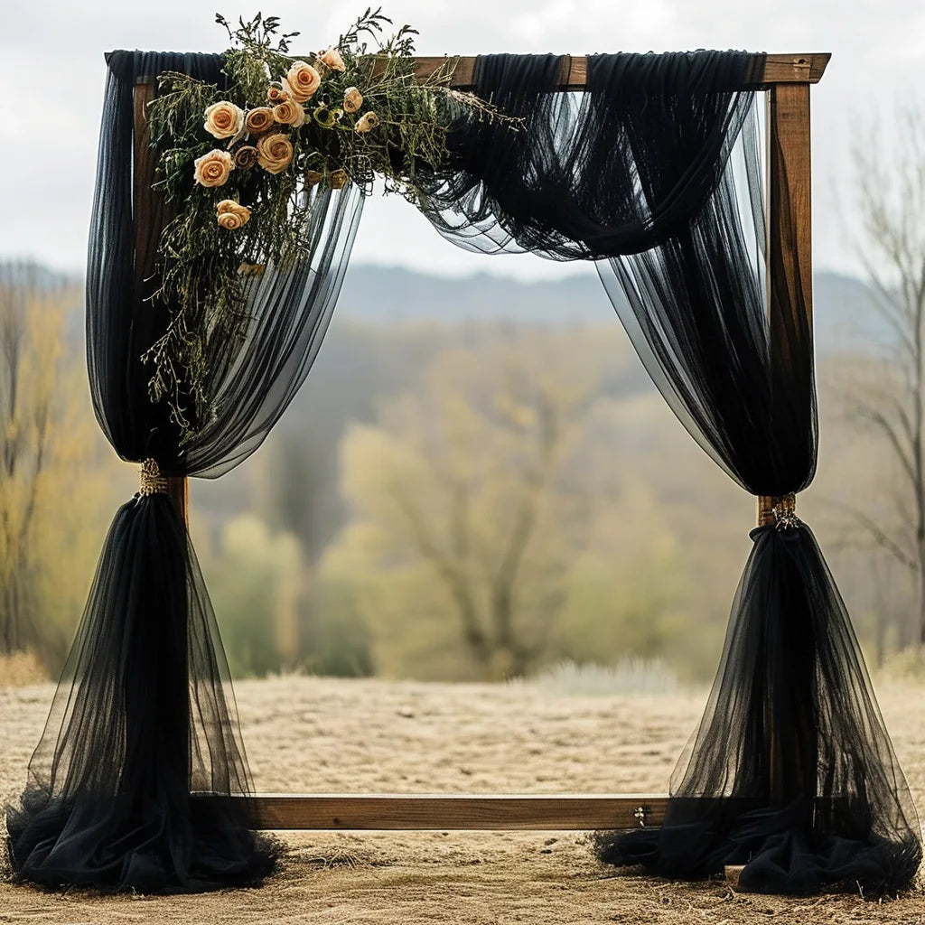 Black Tulle Draping Fabric 8M x2 – Wedding Arch & Party Decor