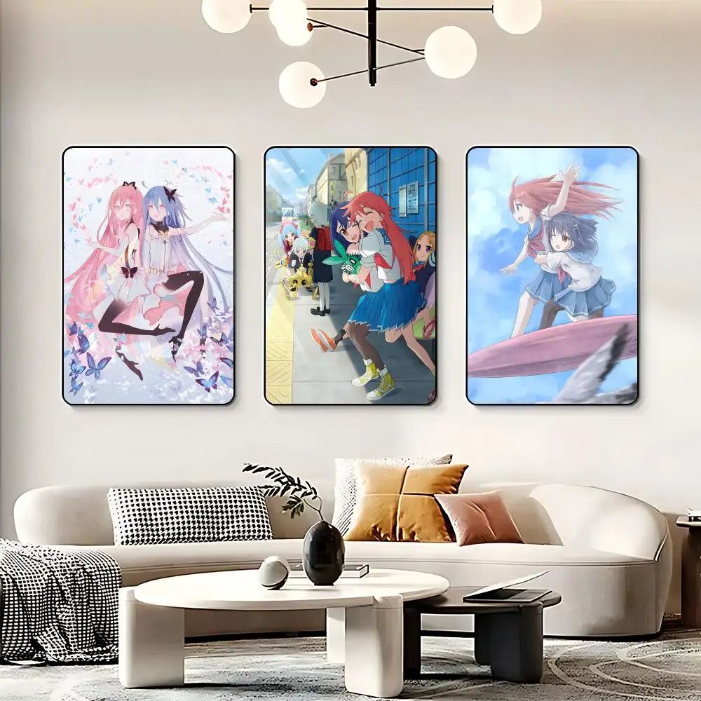 Anime F-Flip Flappers Poster HD Self Adhesive Waterproof Wall Art Ideal for Home Office Dorm Bedroom Great Gift Peaceful Pleasures Health and Wellness