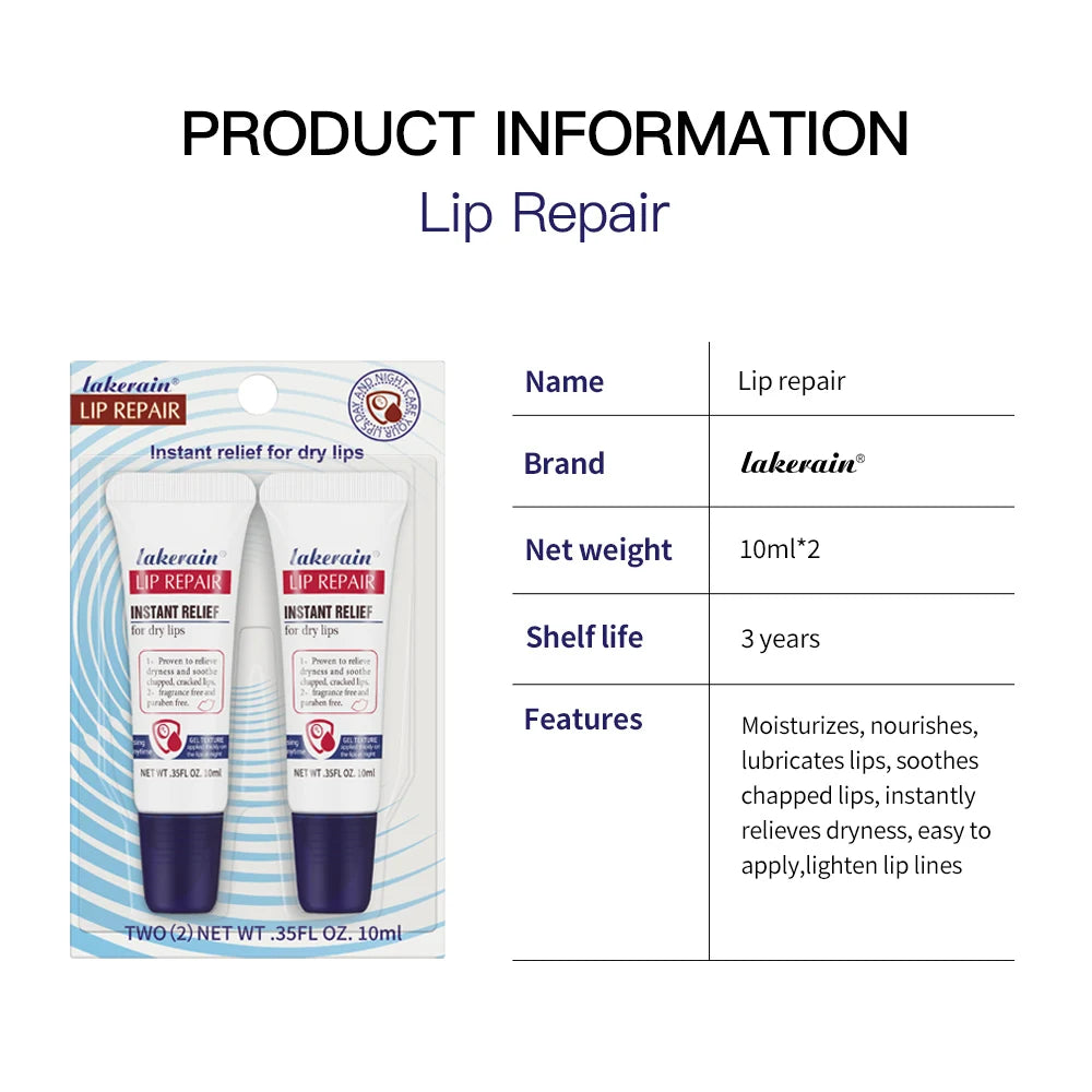 2pcs/Lot Moisturizing Lip Repair Gel Instant Relief For Dry Lips Liquid Lip Balm Paraben Free Lip Care Product Reduce Lips Line Peaceful Pleasures Health and Wellness as shown