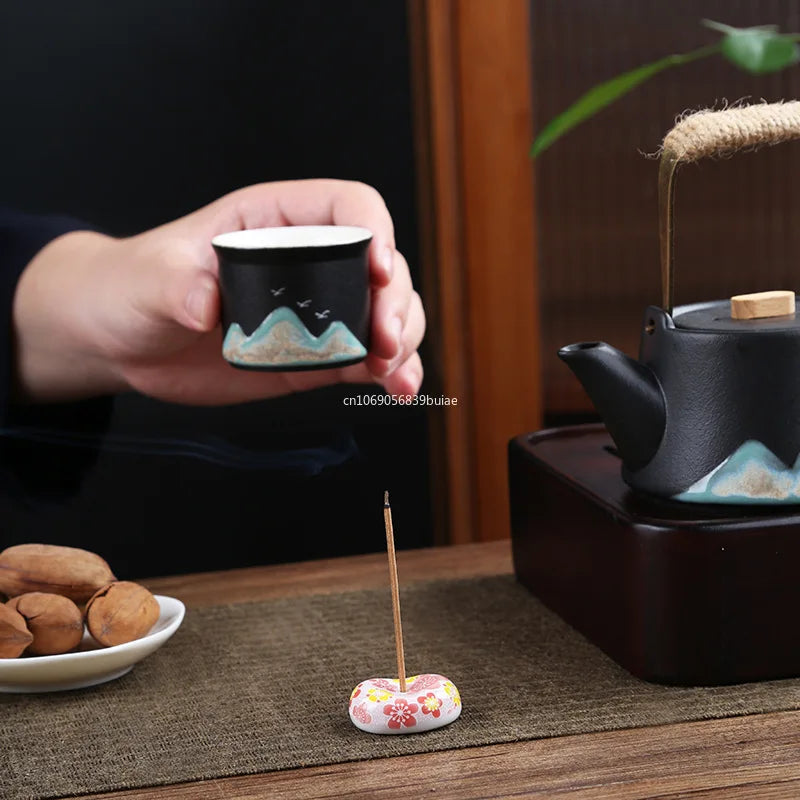 Cherry Blossom Incense Burner Home Ceramic Decor Stick Holder Aromatherapy Censer Office Teahouse Ornament Home Decor 방향제 Peaceful Pleasures Health and Wellness