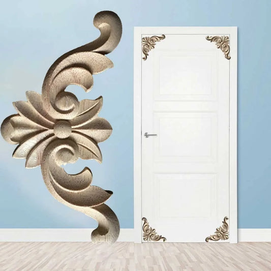 Wooden Carved Corner Onlay Furniture Applique Decorate Walls Doors Peaceful Pleasures Health and Wellness