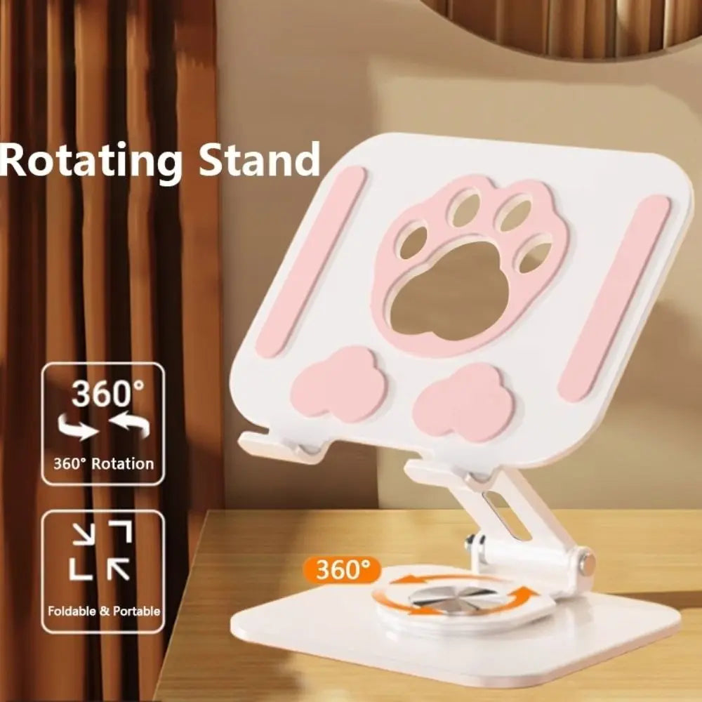Durable Cat Paw Tablet Stand 360° Rotation Adjustable Tablet Holder Metal Multi Angle Tablet Phone Bracket Tablet/Phone Peaceful Pleasures Health and Wellness