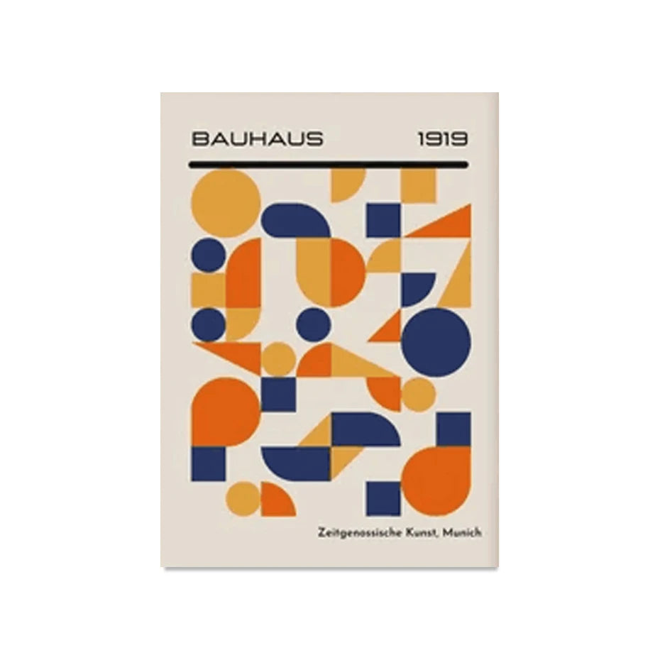 Mid Century Modern Bauhaus Geometric Canvas Wall Art Print