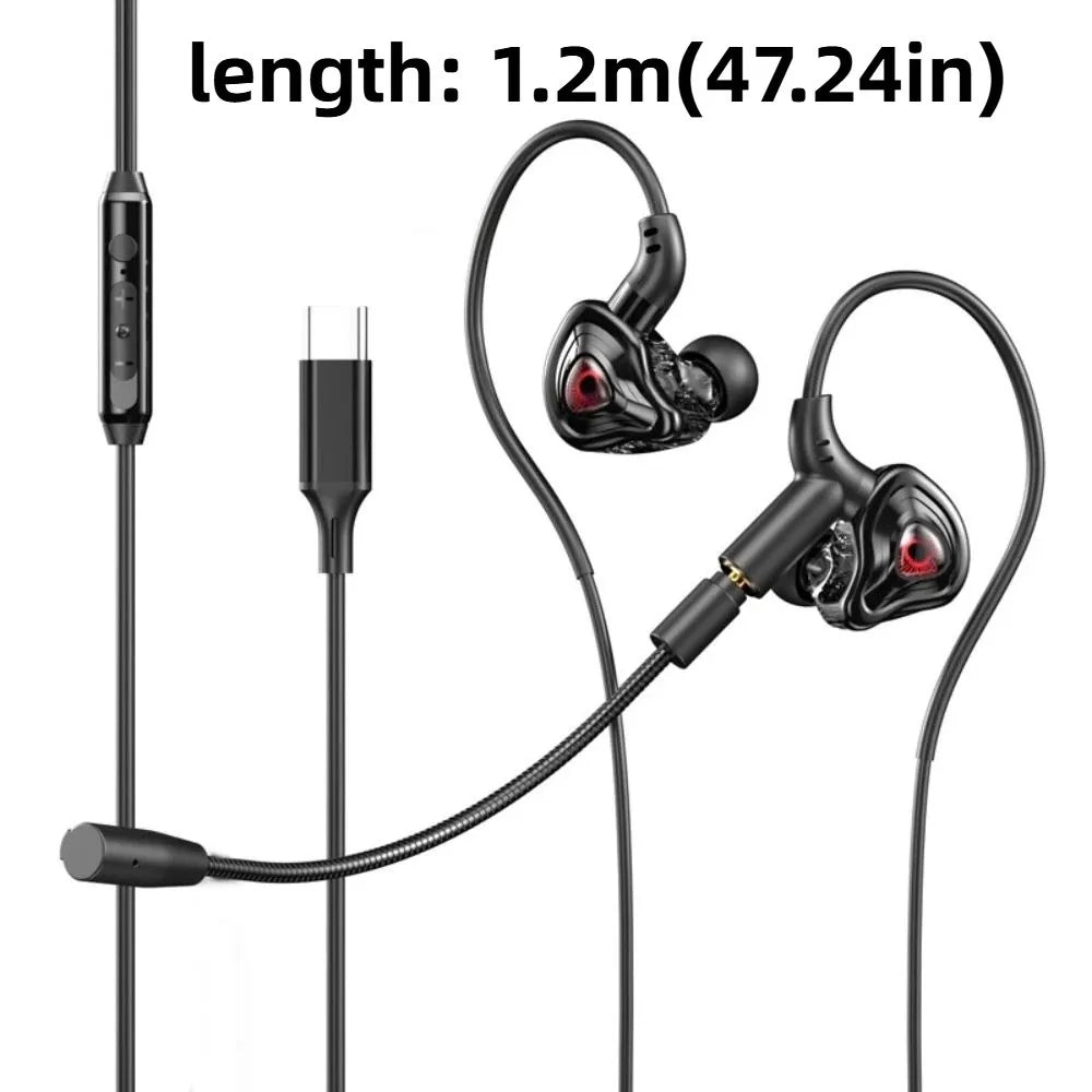 Music Earphones Dual Mic Wired Earphone in-Ear 3.5mm/Type C Wired Headset HiFi Stereo Universal Earpiece Headset Listen To Music Peaceful Pleasures Health and Wellness