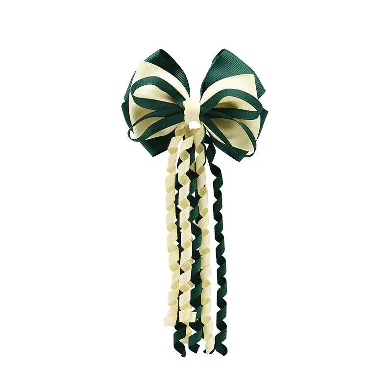 Festival Bow Hair Clips – Curly Ribbon Tassel Hairpins for Girls
