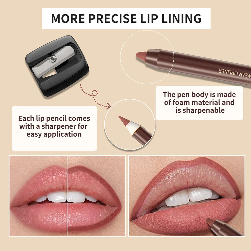Art Value 12-Color Waterproof Matte Lip Liner Pencil – Long Lasting