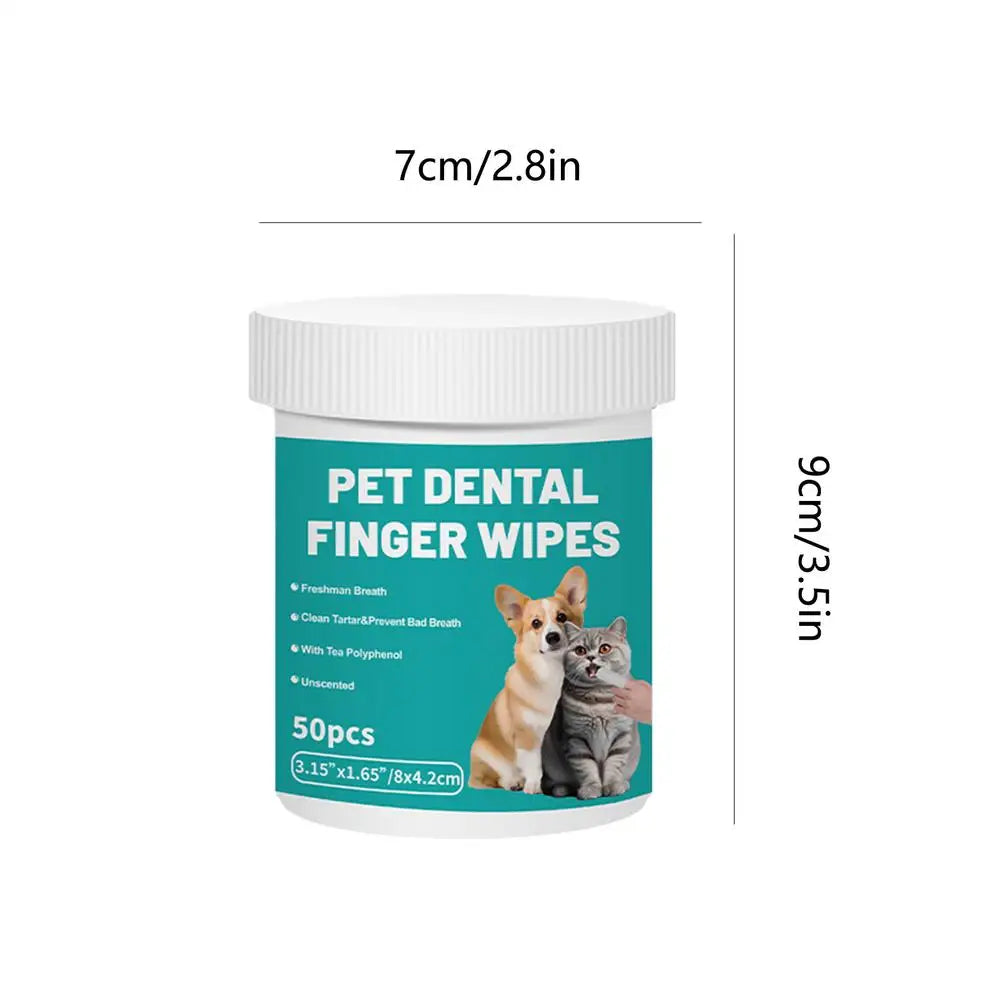Pet Teeth Cleaning Wipes 50-Pack | Dog & Cat Bad Breath