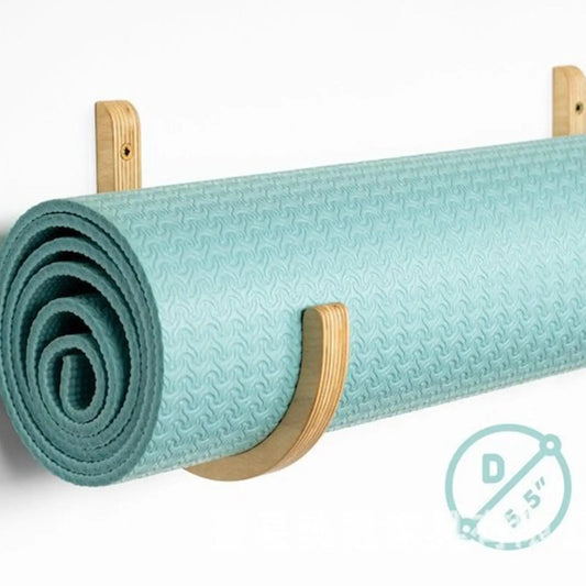 Yoga Mat Organizer 2 Pieces Wooden With Screws Yoga Mat Wall Mount Storage Rack For Home Indoor Workout Equipment Resistance Peaceful Pleasures Health and Wellness China Mainland
