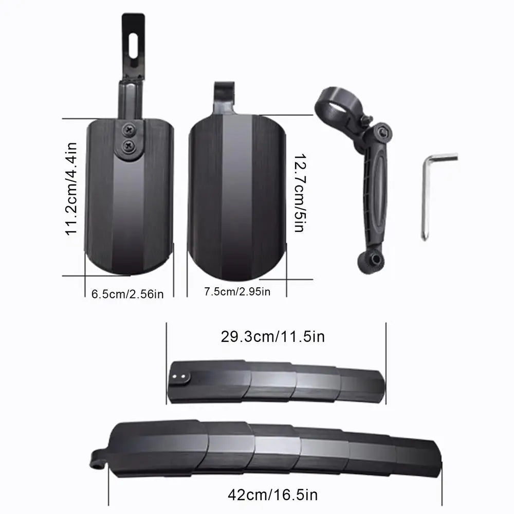 Quick Release Extendable Bicycle Mudguard Front Rear Bike Fenders For Mountain Road Bike Urban Commuting Travel Peaceful Pleasures Health and Wellness Black