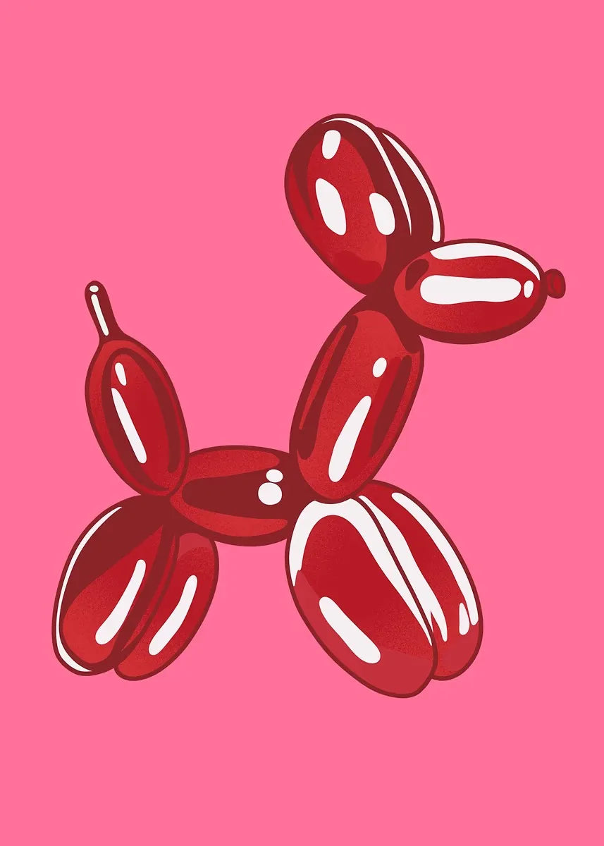 Pink Balloon Dog Canvas Wall Art | Preppy Teen Dorm Room Decor