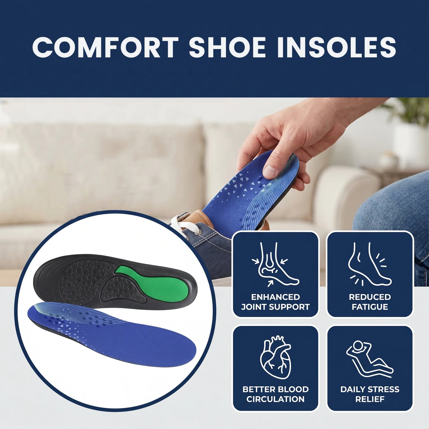 RooRuns Sport Insoles – Arch Support & Cushioned EVA Insert