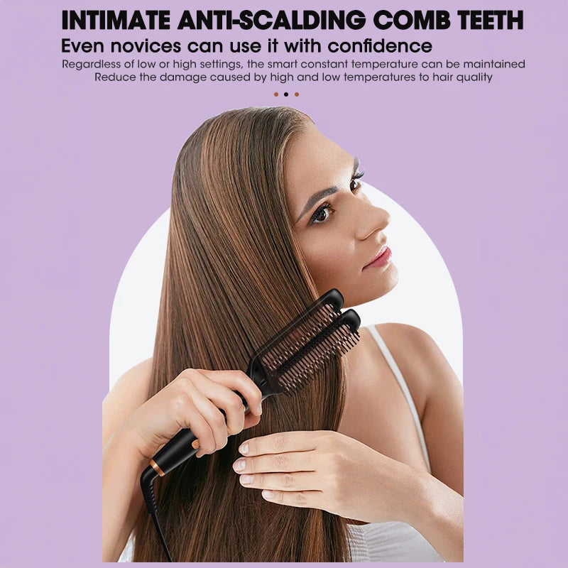 2 In1 Multifunctional Hair Straightener Brush Ceramic Hair Straightening And Curling Iron Electric Hot Brush For Styling Peaceful Pleasures Health and Wellness
