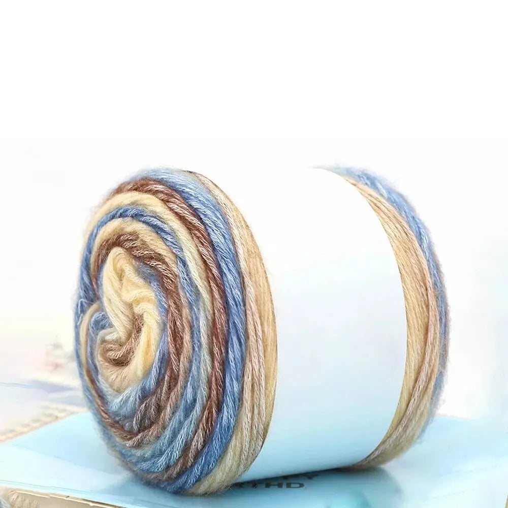 Pure Cotton Rainbow Crochet Thread Ten-Quarter Cake Weaving Yarn Long Gradient Dyeing for Crafting Peaceful Pleasures Health and Wellness